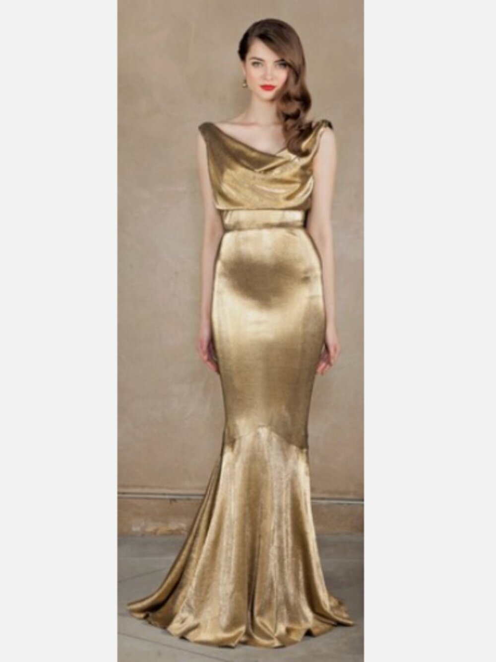 Stop Staring Liquid Gold Gown Size Small , 52" length